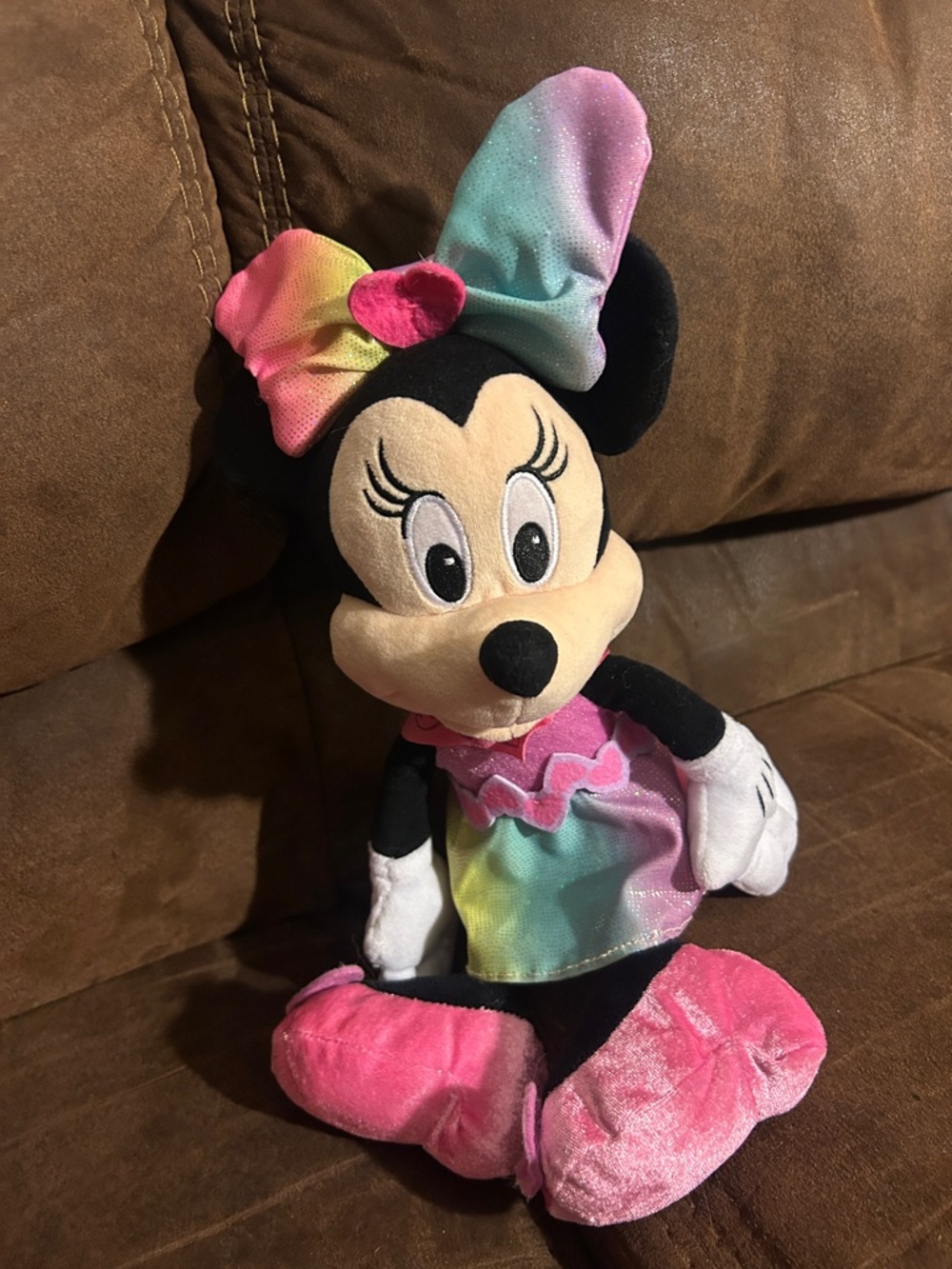 Minnie Mouse Rainbow Bow Plush Doll - Pink & Pastel